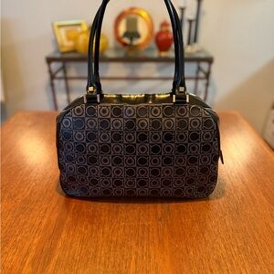Salvatore Ferragamo Black Gancini Logo Shoulder Bag-Classic Vintage Design Tote